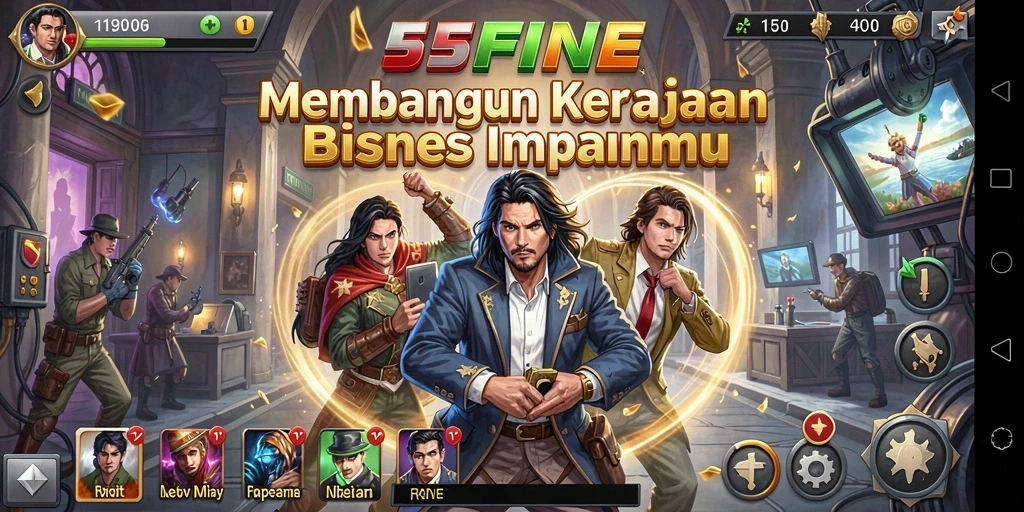 Screenshot menunjukkan pemain membangun bisnis yang sukses di 55FIVE.