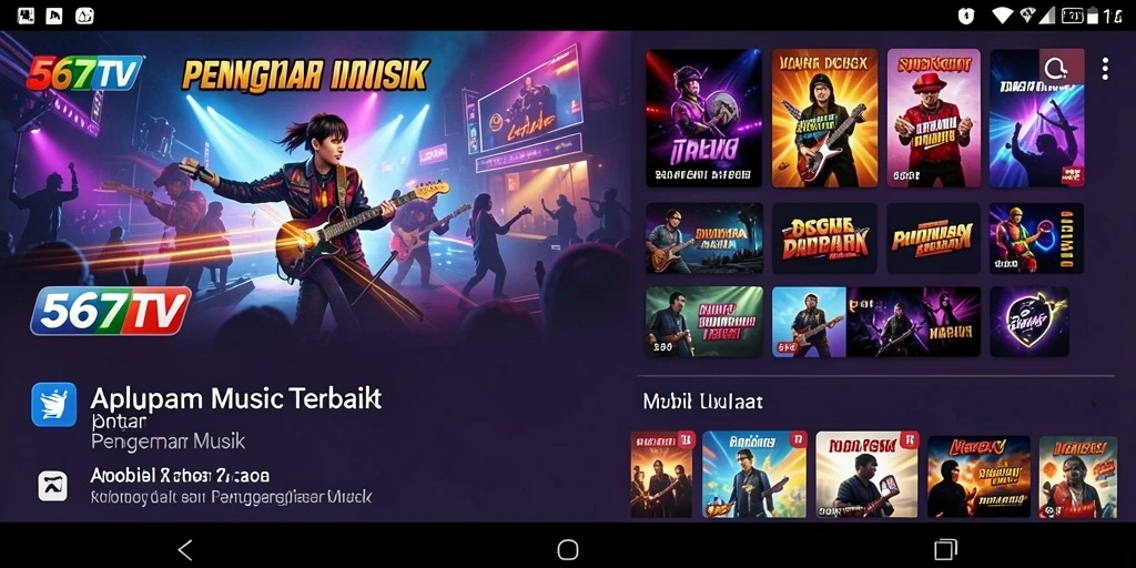 Tangkapan layar 567TV menunjukkan pengguna menikmati aplikasi musik dengan antarmuka yang menarik.