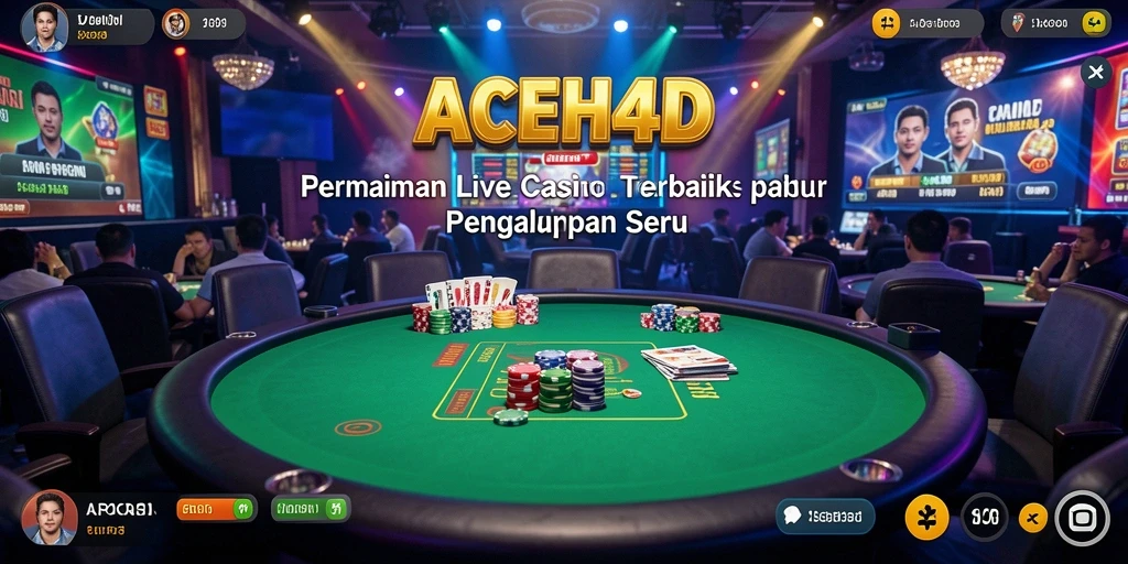 Screenshot gameplay ACEH4D yang menampilkan dealer langsung dan suasana kasino.