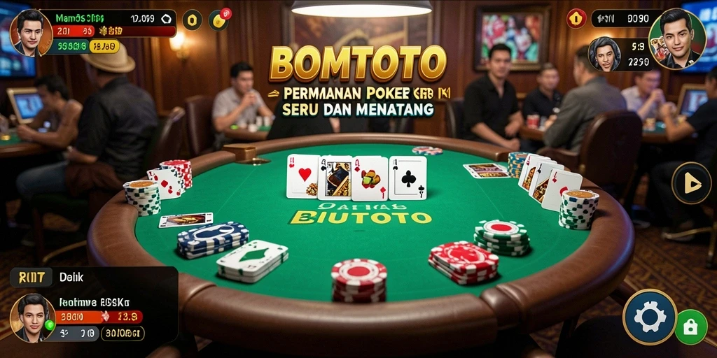 Tampilan menarik dari gameplay BOMTOTO saat bermain Poker.