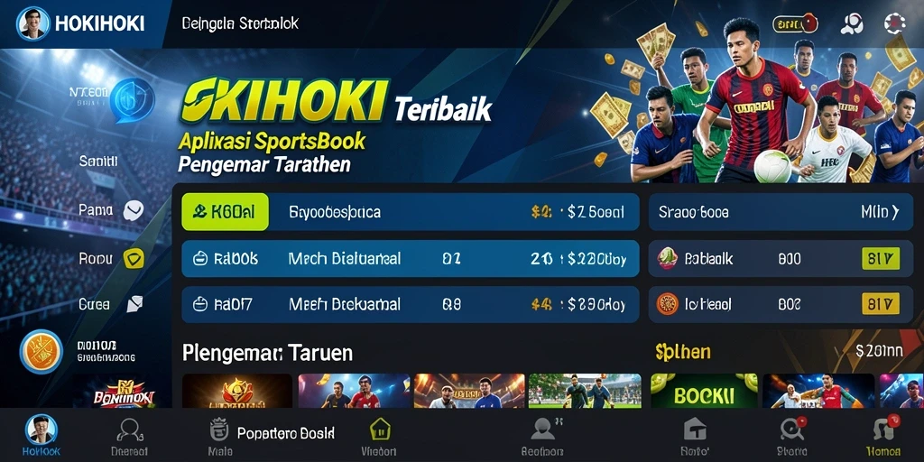 Tampilan utama HOKIHOKI dengan fitur taruhan olahraga yang menarik.