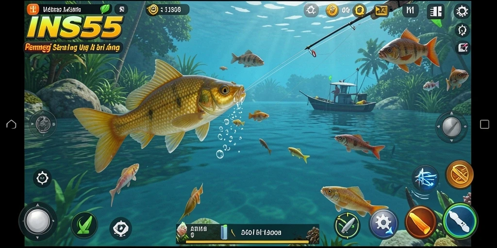 Tangkapan ikan menakjubkan dalam gameplay <strong>INS55</strong>.