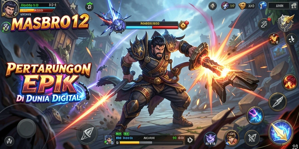 Tangkapan layar menampilkan karakter bertarung dalam aksi mendebarkan di <strong>MASBRO12</strong>.