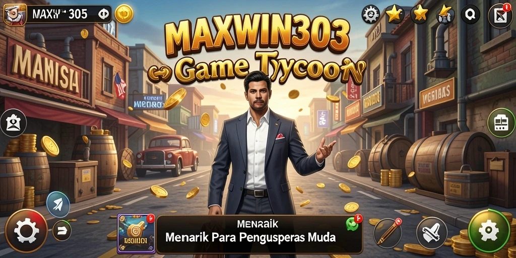 Screenshot gameplay MAXWIN303 menampilkan aktivitas bisnis seru.