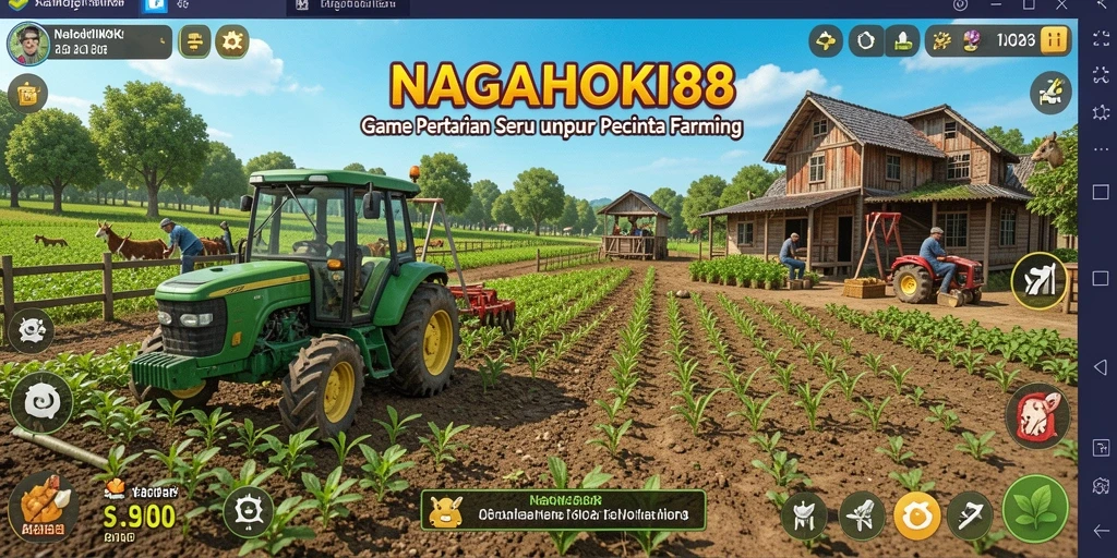 Screenshot gameplay NAGAHOKI88 menampilkan aktivitas bertani yang mengasyikkan.