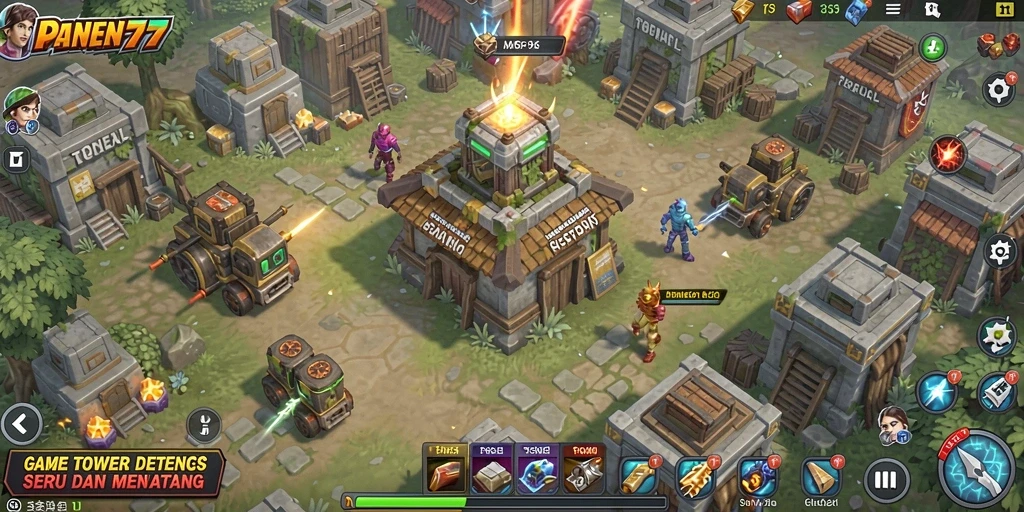 Tampilan gameplay <strong>PANEN77</strong> dalam aksi Tower Defense yang mendebarkan.
