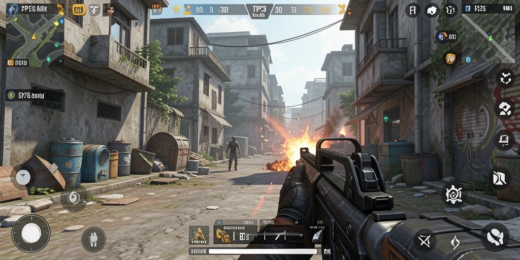 Screenshot gameplay PP123 menampilkan aksi tempur TPS yang mendebarkan.