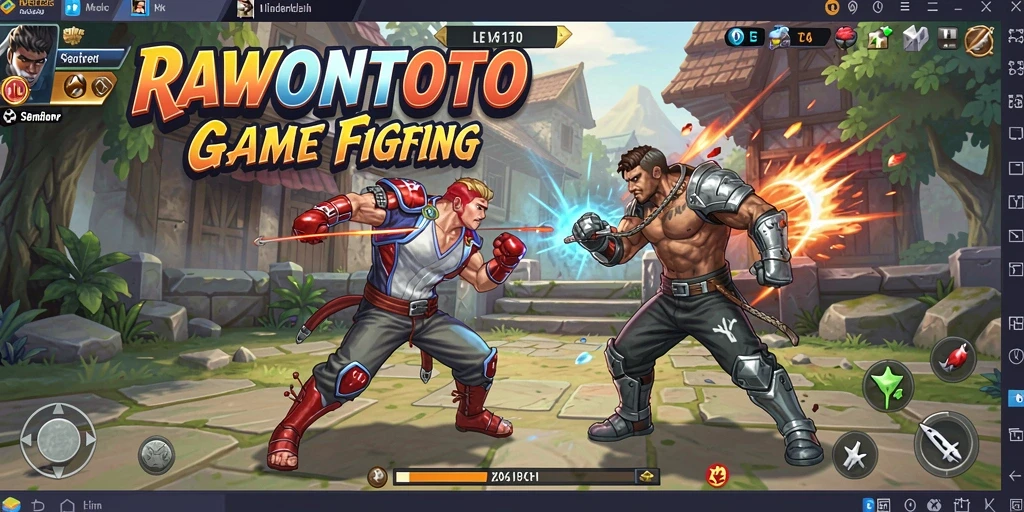 Tangkapan layar gameplay seru dalam RAWONTOTO saat pertarungan epik.