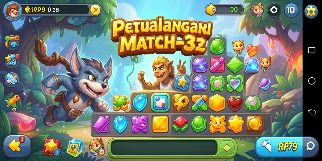 Tampilan gameplay RP79 dengan puzzle Match-3 yang seru.