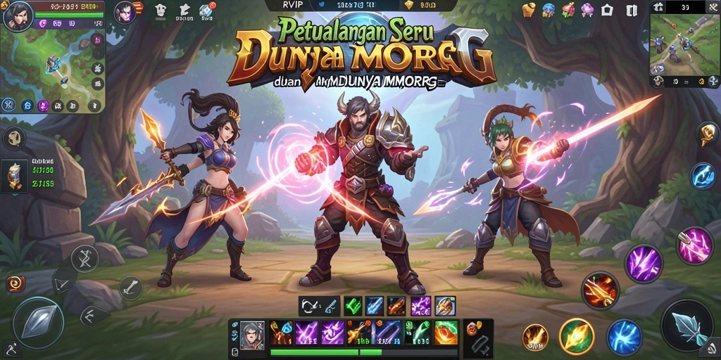 Tampilan gameplay seru dalam dunia MMORPG RVIP.
